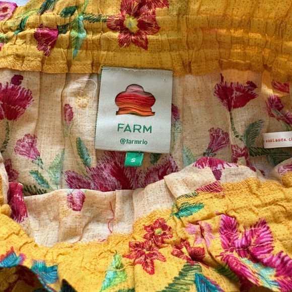 FARM Rio Yellow Ruffled Mini Skirt Resort Wear - Picture 4 of 4